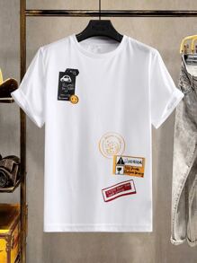 Manfinity Hombres Camiseta con estampado de slogan - Blanco - Ver 1