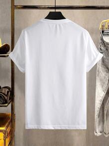 Manfinity Hombres Camiseta con estampado de slogan - Blanco - Ver 2