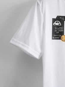 Manfinity Hombres Camiseta con estampado de slogan - Blanco - Ver 3