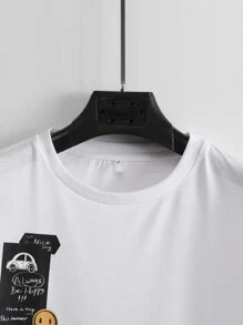 Manfinity Hombres Camiseta con estampado de slogan - Blanco - Ver 4