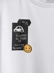 Manfinity Hombres Camiseta con estampado de slogan - Blanco - Ver 5