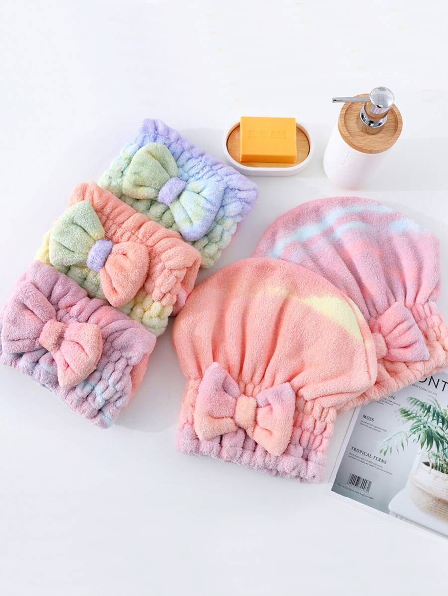 1pc Bow Decor Random Hair Drying Towel - Multicolor - View 1
