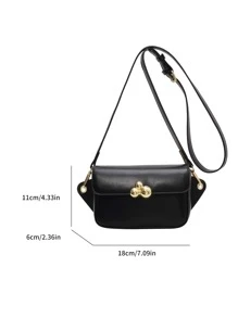 Metal Decor Waist Bag Mini Black For Daily - Black - View 7
