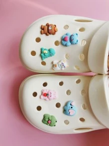 7pcs Cartoon Animal Design Shoe Decoration, ABS Cute Accessories For Clogs Slides - Multicolor - View 4