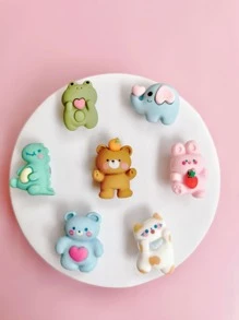 7pcs Cartoon Animal Design Shoe Decoration, ABS Cute Accessories For Clogs Slides - Multicolor - View 3