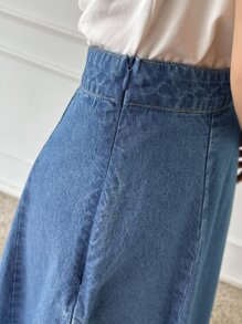 DAZY High Waist Denim A-Line Skirt Jeans Skirt - Light Wash - View 8