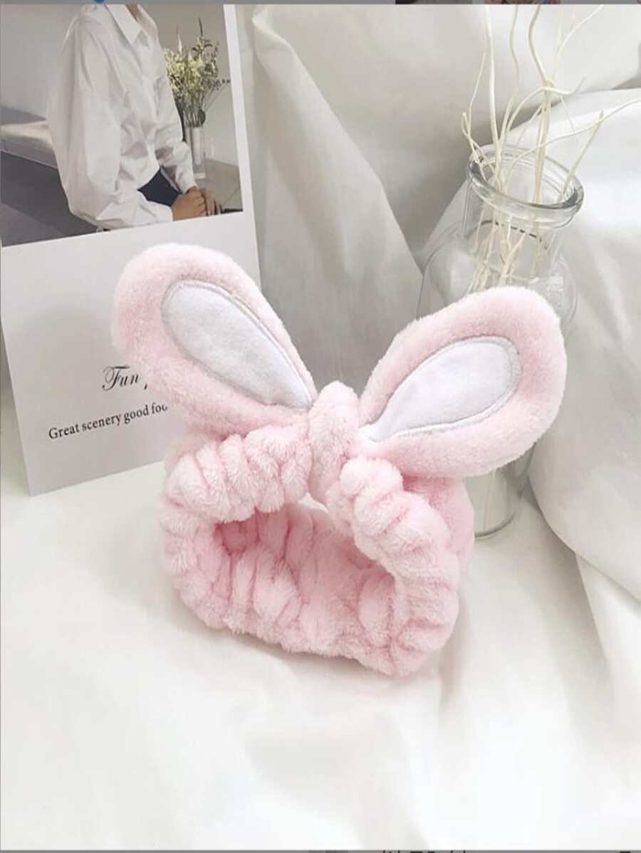 1pc Cute Rabbit Ear Headband For Washing Face, Applying Mask, Exercise, Makeup And Hair Salon Home Bathroom Decor - Baby Pink - View 1