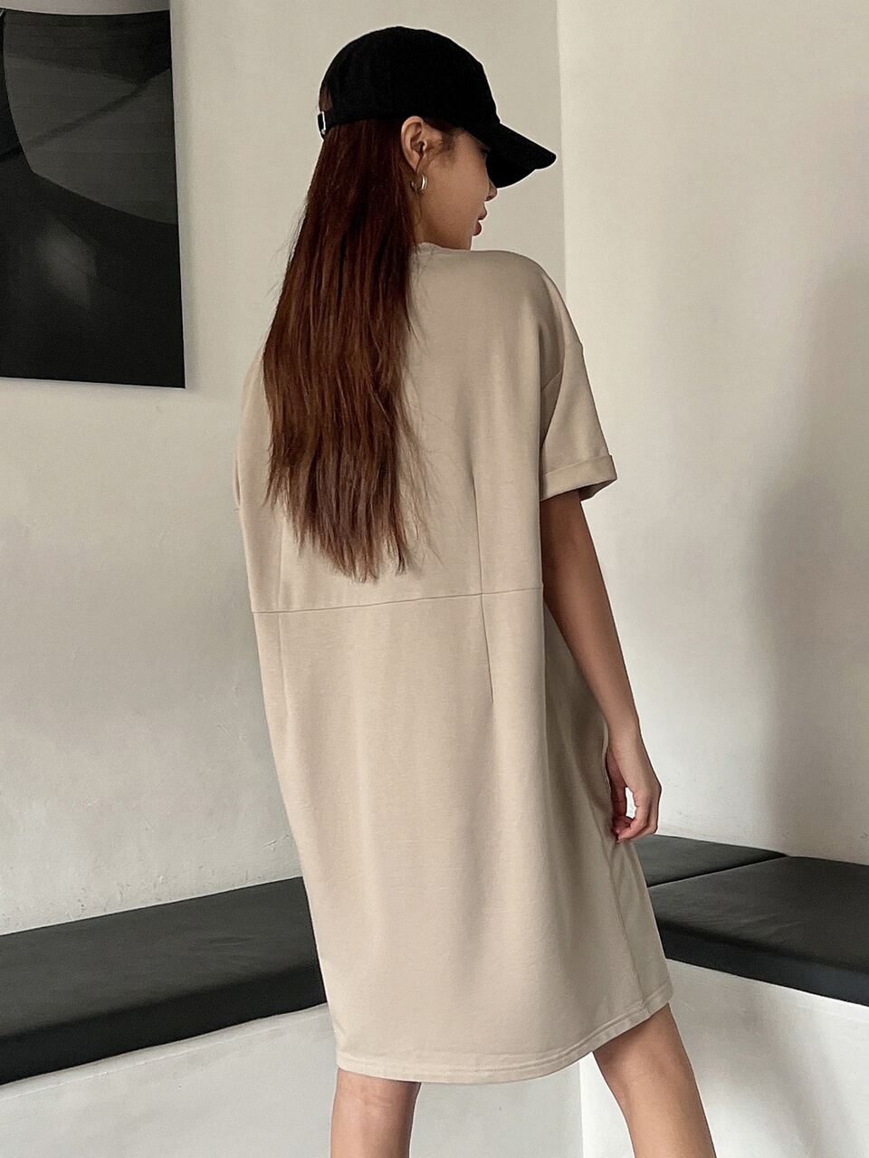 Letter Graphic Drop Shoulder Tee Dress