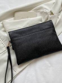 Metal Decor Flap Square Bag - Black - View 3