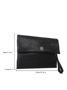 Metal Decor Flap Square Bag - Black - View 4