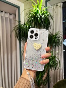 心形图案手机壳，带挂绳，国际版，非国内版 - 白色 - 查看 6