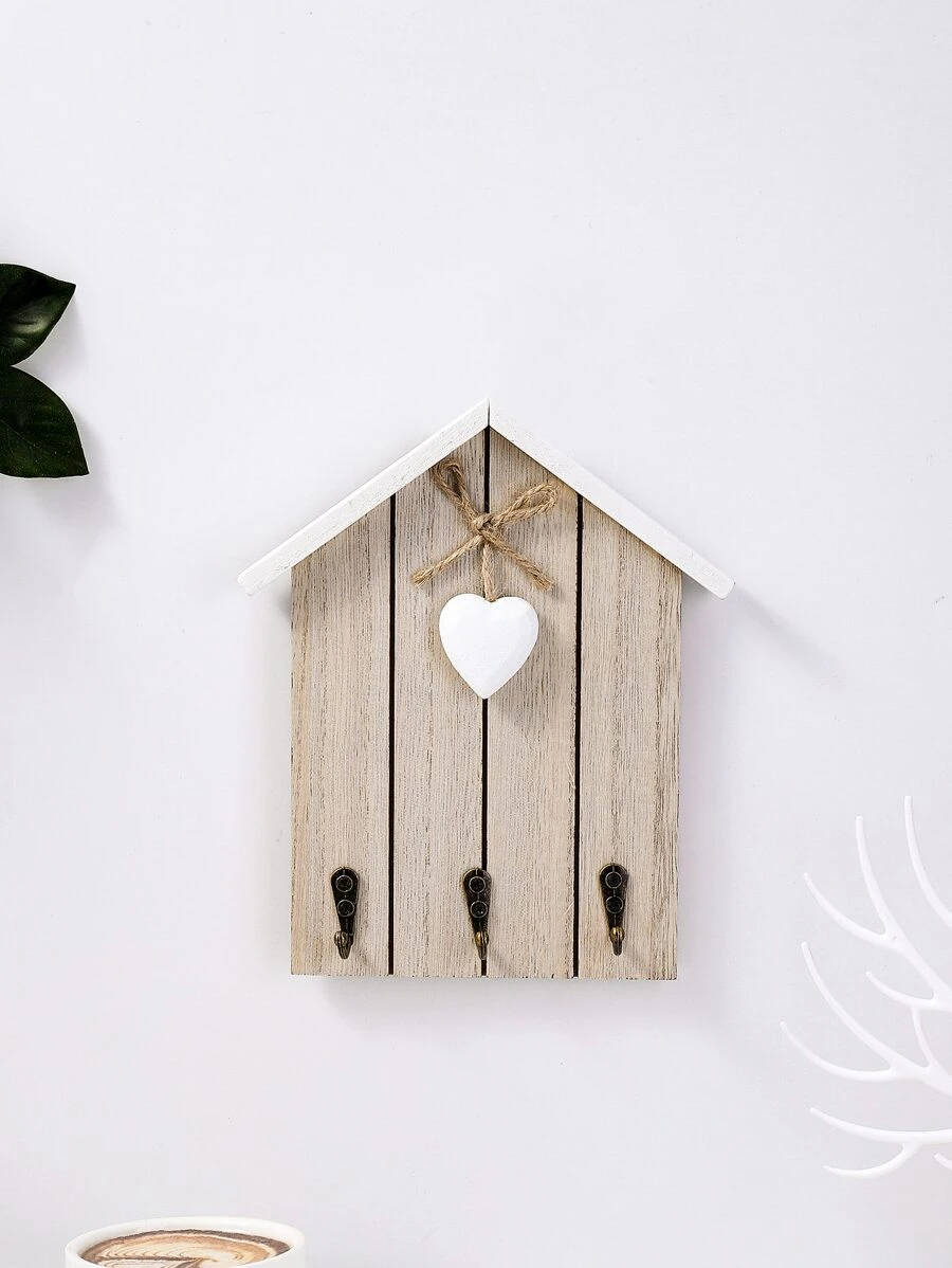 1pc Countryside Modern Cute Heart House & Bowknot Wall Decor Hook Ornament