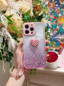 Funda para móvil con adorno de corazón con acollador - Rosa - Ver 5