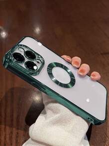 Contrast Frame Clear Phone Case Compatible With iPhone 15/15Pro/15Plus/15Promax - Green - View 6