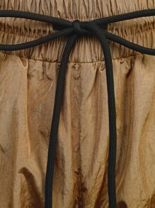 SHEIN Haute Ruched Zip Pocket Parachute Pants - Mocha Brown - View 7