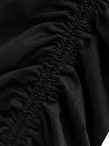 Hauture Flap Pocket Drawstring Ruched Skirt - Black - View 6