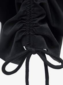 Hauture Flap Pocket Drawstring Ruched Skirt - Black - View 7