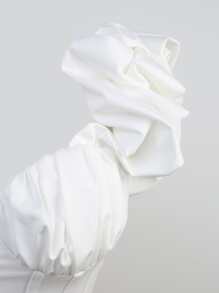 Hauture 露肩荷葉邊緞帶胸衣上衣 - 白色 - 查看 6