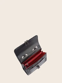 Borsa quadrata mini trapuntato con catena patta - nero - Visualizzare 4