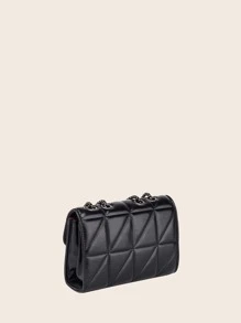 Borsa quadrata mini trapuntato con catena patta - nero - Visualizzare 5