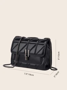 Borsa quadrata mini trapuntato con catena patta - nero - Visualizzare 7