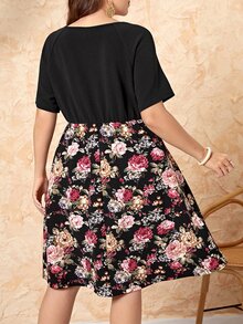 EMERY ROSE Plus Floral Print Scoop Neck Dress - Multicolor - View 2