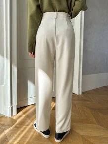 DAZY Solid Slant Pocket Suit Trousers - Beige - View 2