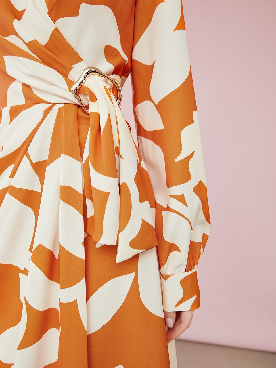 PRINTED RING EMBELLISHED SHIRT DRESS