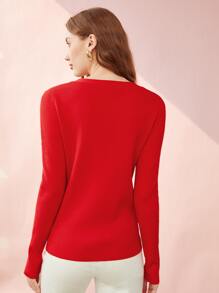 MOTF PREMIUM TWO-TONE DOUBLE LAYER CARDIGAN - Red - View 7