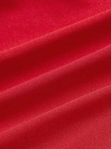 SHEIN ICON 3D Rosette One Shoulder Ruffle Trim Ruched Crop Red Top