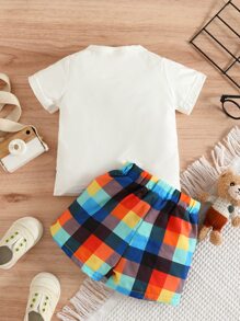 SHEIN Baby Boy Cartoon Graphic Tee & Shorts - Multicolor - View 2
