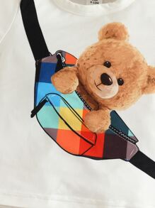 SHEIN Baby Boy Cartoon Graphic Tee & Shorts - Multicolor - View 3