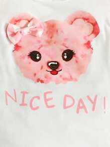 Bebé Shorts con camiseta con estampado de dibujos animados ribete con fruncido - Multicolor - Ver 4