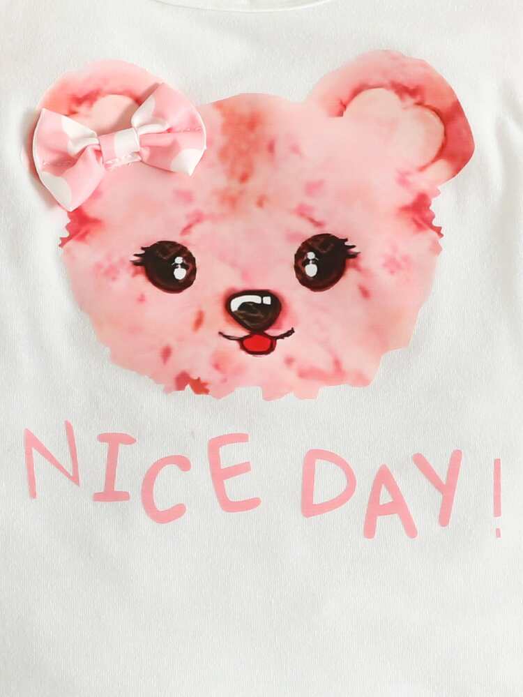 Baby Cartoon Graphic Ruffle Trim Tee & Shorts - Multicolor - View 4