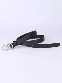 Cinturón con hebilla redonda - Negro - Ver 3