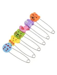 6入組/套不銹鋼安全別針卡通可愛動物裝飾別針用於固定衣服 - 彩色 - 查看 5