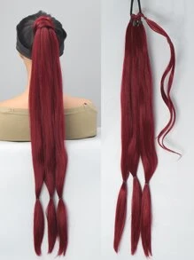 Phần mở rộng tóc tổng hợp dài thẳng kiểu đuôi ngựa - Màu Đỏ Sâu - Xem 1
