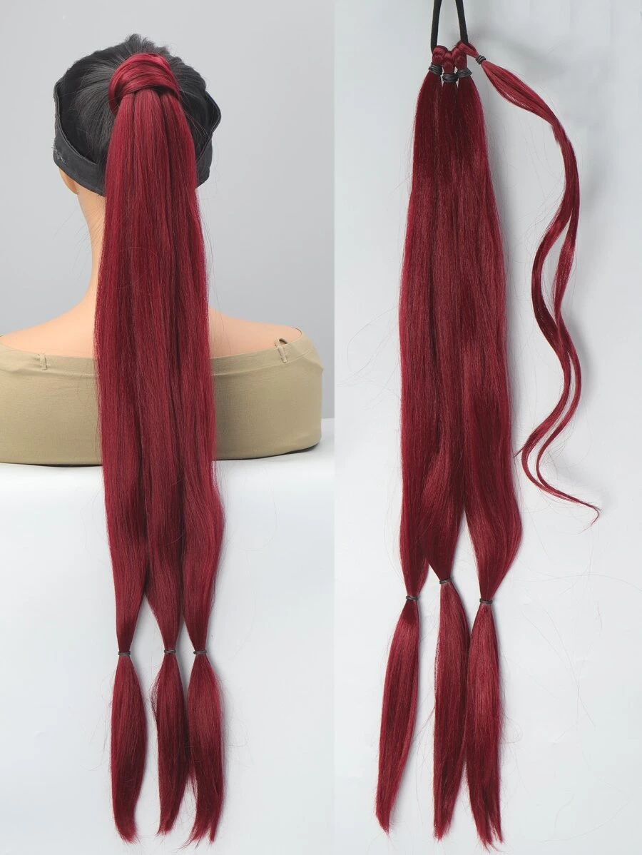 Phần mở rộng tóc tổng hợp dài thẳng kiểu đuôi ngựa - Màu Đỏ Sâu - Xem 1