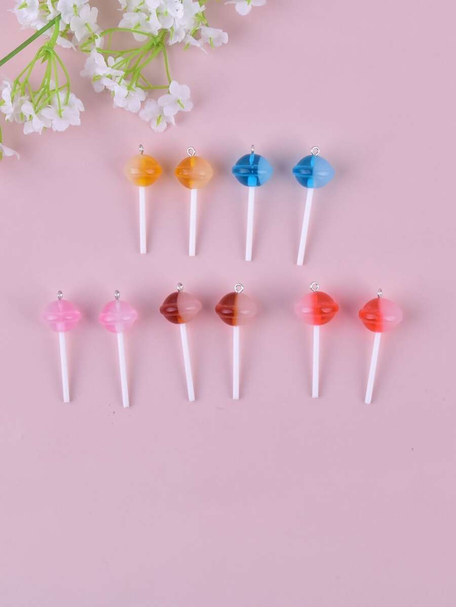 10 cái / bộ Mặt dây chuyền DIY Lollipop bằng nhựa - Nhiều màu - Xem 1