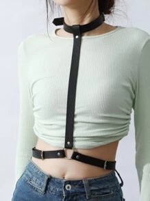 1 szt. damski skórzany gorset w stylu bondage, modny dodatek do odzieży klubowej