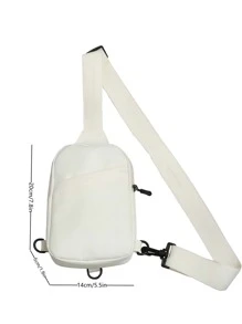 Minimalist Solid Color Slant Shoulder Chest Bag, Peach Tree - White - View 4