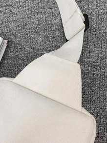 Minimalist Solid Color Slant Shoulder Chest Bag, Peach Tree - White - View 5