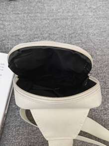 Minimalist Solid Color Slant Shoulder Chest Bag, Peach Tree - White - View 6
