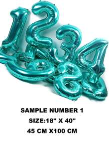 1pc Number Shaped Balloon - Mint Blue - View 2