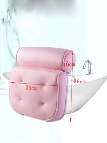 1pc Polyester Bath Pillow, Minimalist Pink 4D Inflatable Bath Pillow For Bathroom - Pink - View 5