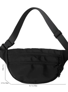 Men Zip Front Bum Bag - Black - View 3