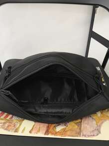 Men Zip Front Bum Bag - Black - View 5