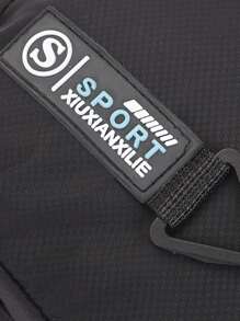 deportivo Bolso de aparejo de pecho con patrón de letra Cangurera para Hombres - Negro - Ver 9