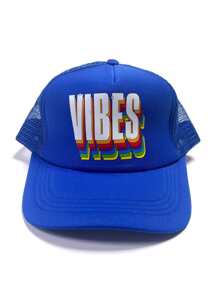 Letter Graphic Trucker Hat - Blue - View 1