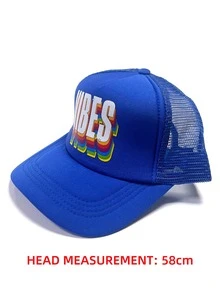 Letter Graphic Trucker Hat - Blue - View 4